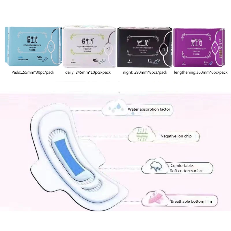 10pack=100pcs Anion Santitary Napkin Women Menstrual Pads Feminine Organic Panty Liners Daily Use Health Care Sanitary Towels