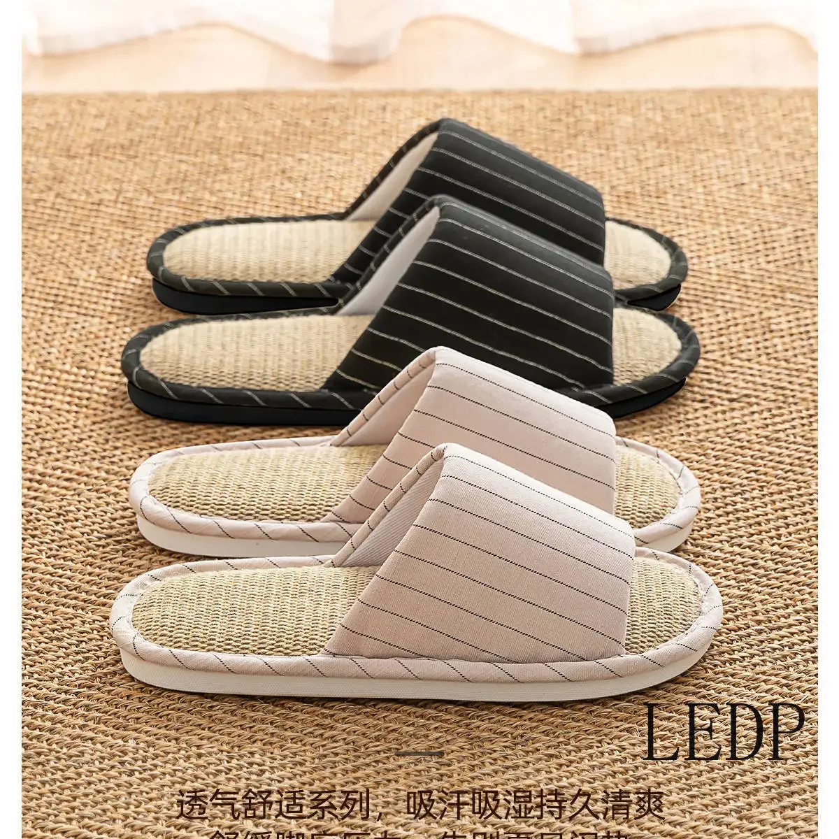 

Linen Slippers for Men Anti Slip for Spring and Autumn Indoor Home Decor Quiet for All Seasons Cotton and Linen Slippers