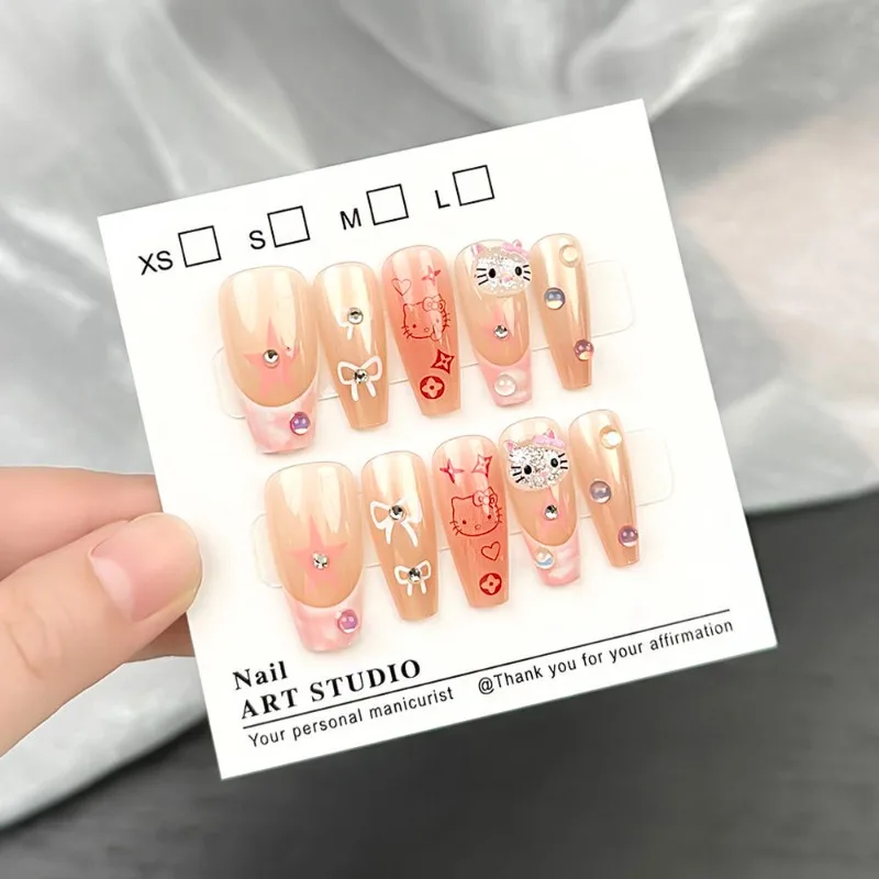 

Hello Kitty Anime Kawaii Sanrio Girls Nail Art Patches Cute Cartoon Nail Stickers Pendant Decoration Lovely Gifts for Kids