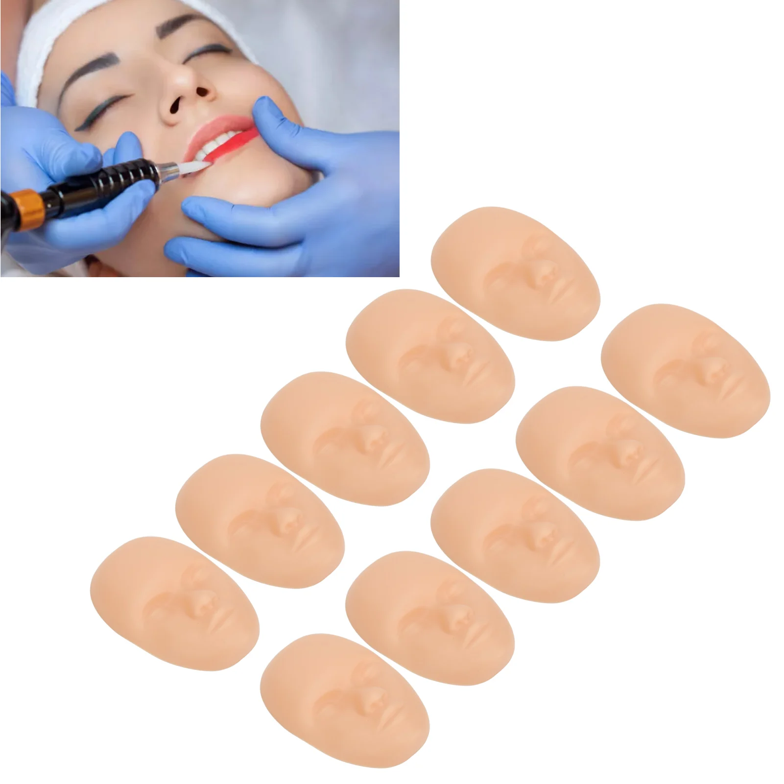Microblading Training Skin Flesh Color Tattoo Practice Skin Head Individually Packed Soft Silicone for Novice for Salon