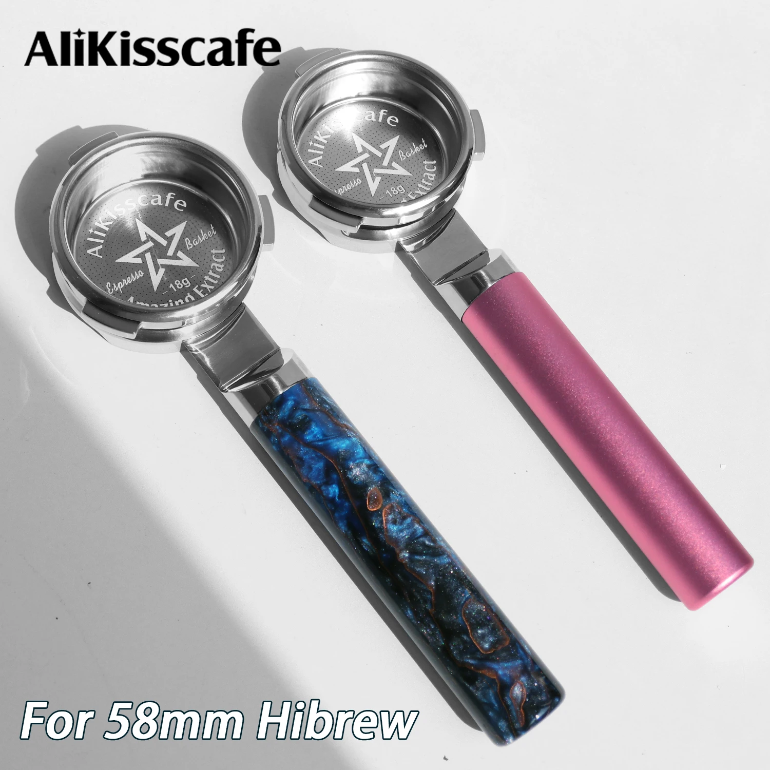 AliKisscafe Coffee Bottomless Portafilter 58mm CNC Lay Flat Steadily For Hibrew H10a Barsetto Espresso Accessories Barista Tools