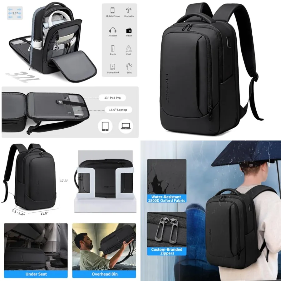 

Laptop for Men, 15.6 Inch USB Charging Work Backpack for Business/Commute/Travel