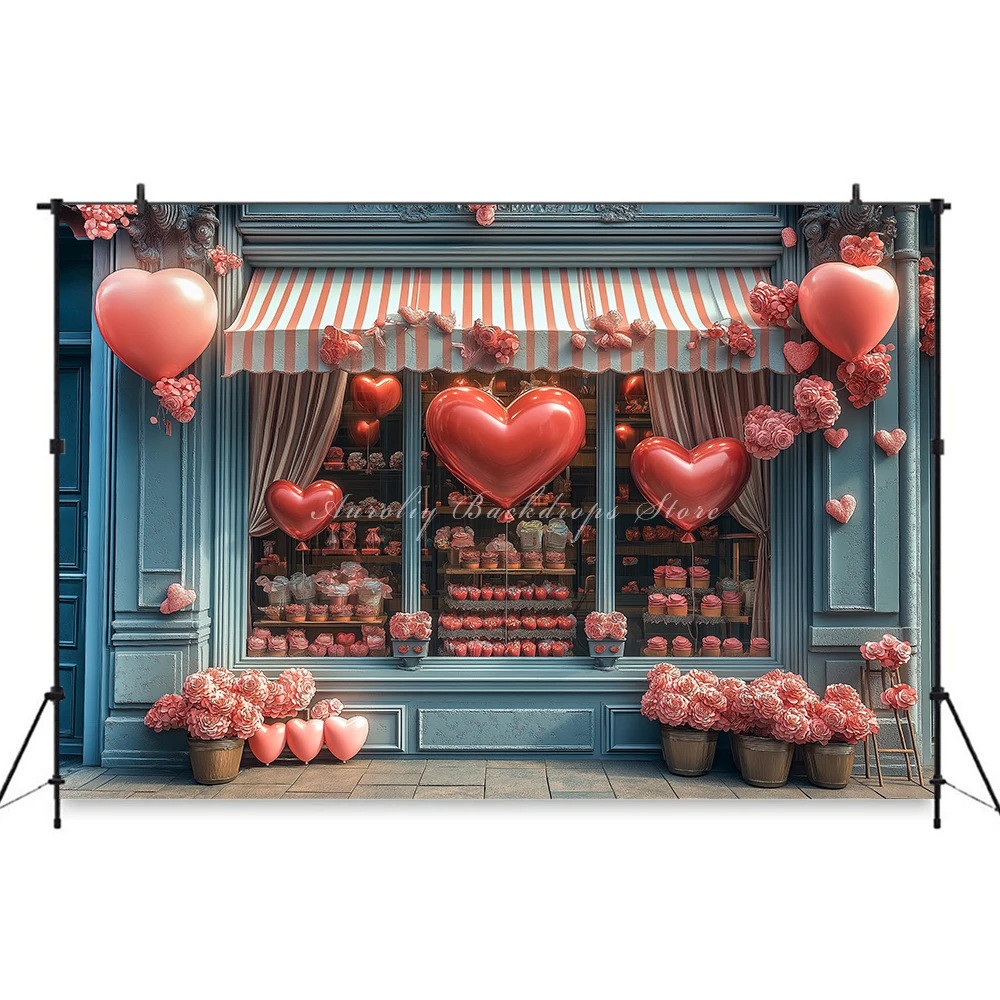 Valentines Day Backgrounds Adult Family Photography Props Child Baby Decors Gift Shop Love Balloon Photo Studio Backdrops