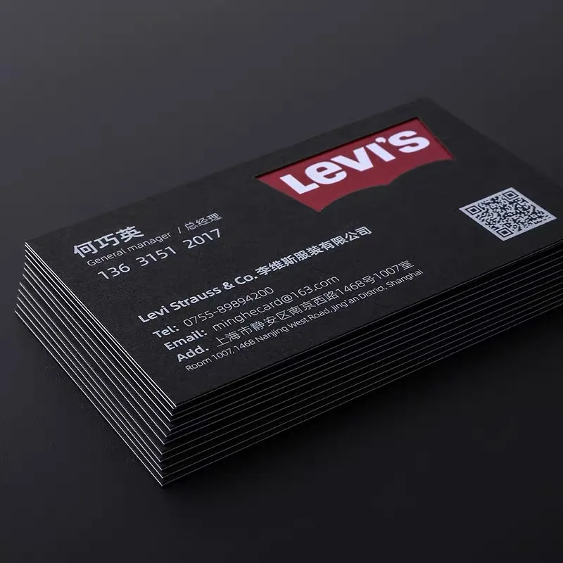 Custom Business Card Personal Information Black Print Paper Laser Engraving Gold Silver Foil for Commercial Advertising 200pcs