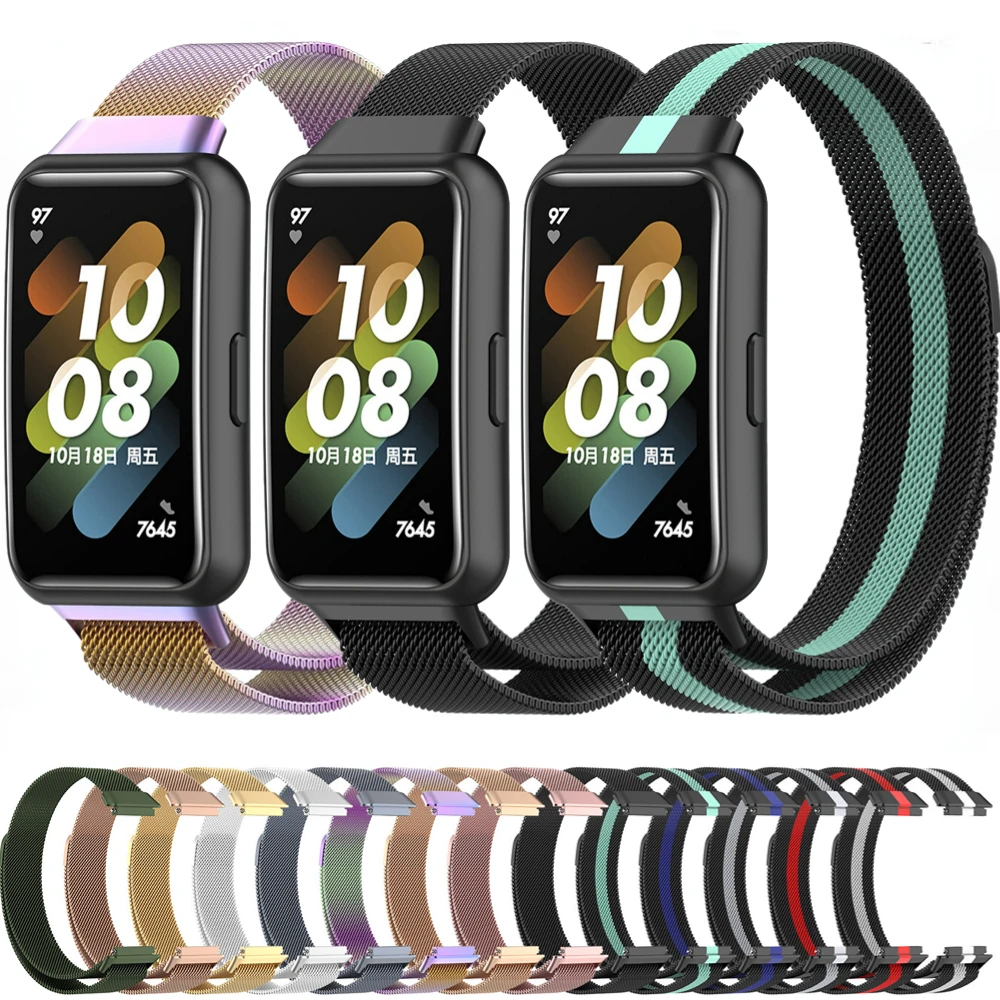 Milanese Loop Strap for Huawei Band 7 Original Bracelet Magnetic Smart Replacement Wristband Correa for Huawei Band 7Accessories