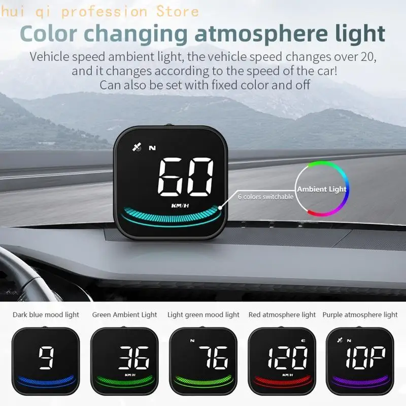 High Definition HUD Car Head Up Display Overspeed Alarm Speedometer GPS HUD Digital Gauges Auto Fatigue Driving Remi H8WE