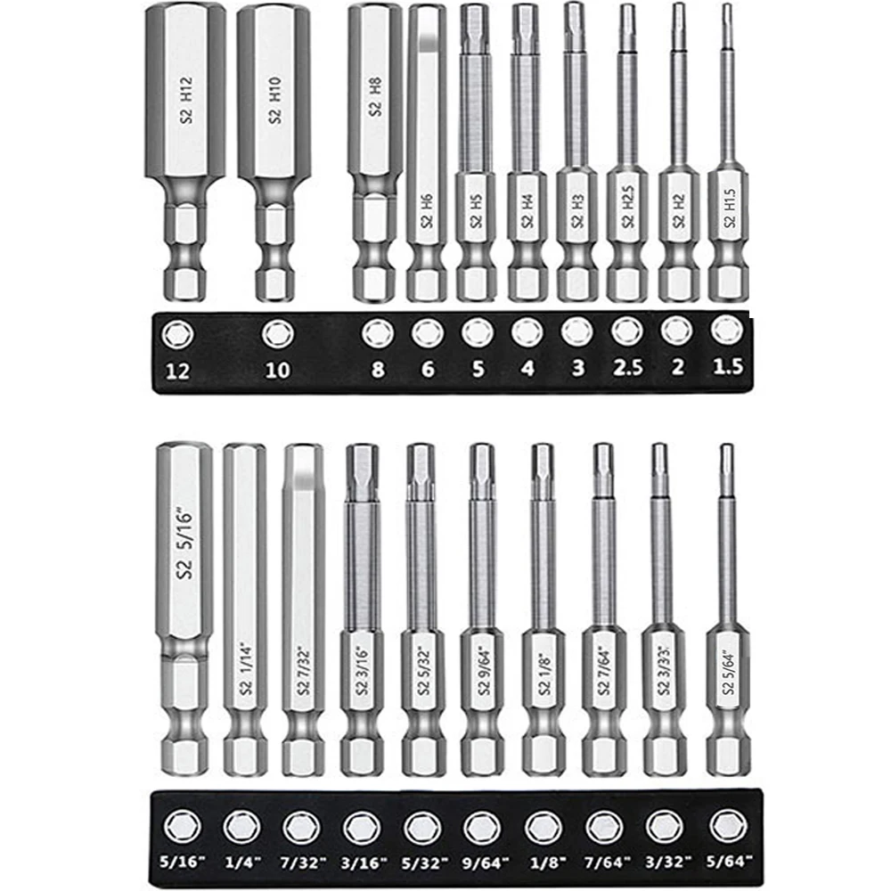 Imagem -06 - Hex Cabeça Allen Wrench Drill Bit Grupo Hex Shank s2 Aço Chave de Fenda Magnética Bit Longo 236 20 Pcs 4