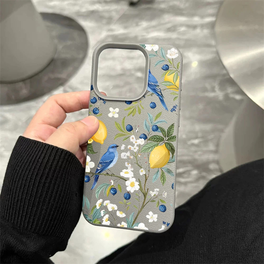 Blue Bird Lemon Handyhülle für iPhone 17 16 15 14 13 12 Pro Max 16 15 14 Plus 17 16 15 14 13 12 Pro 17Air Silikon-Matt-Cover – Detail 9