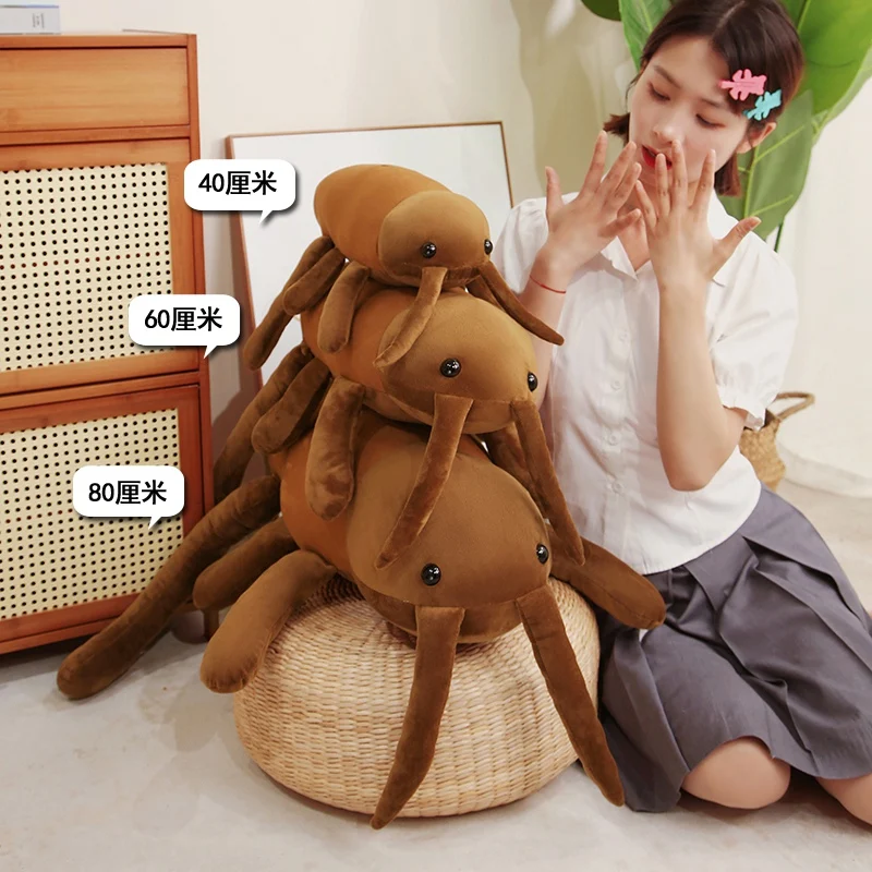 1PC 40-80cm Simulation Big Cockroach Plush Doll Disgusting Ugly Brown Insect Plush Toy With Long Legs Tentacles For Boy Pet Gift