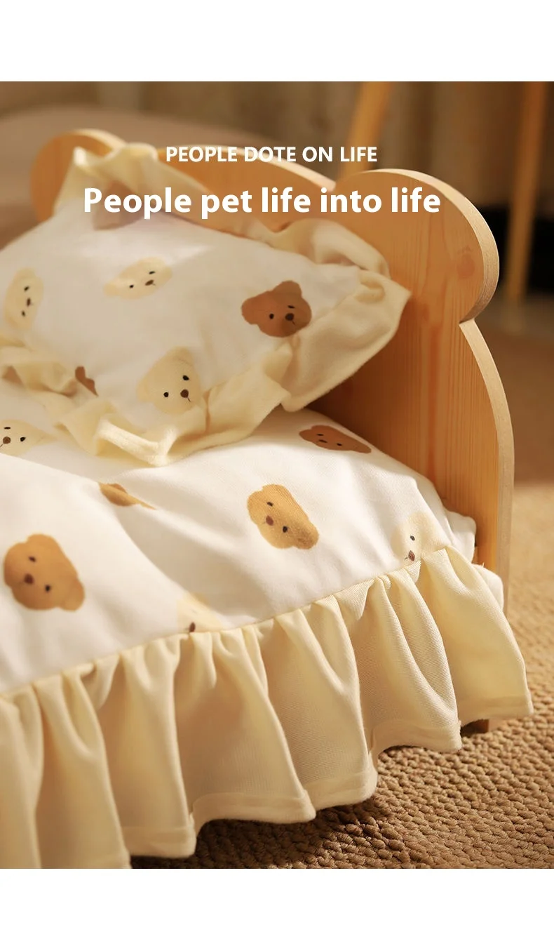 Cama de gato de madeira maciça verão filhote de cachorro cama removível esteira lavável toda a temporada universal ninho de gato casa de cachorro suprimentos para animais de estimação