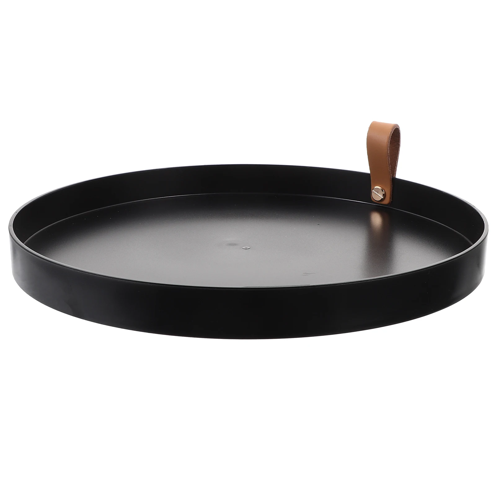 

Storage Tray Small Size Black Color Lightweight Compact Modern Style Round Decorative Circle Desktop Trays