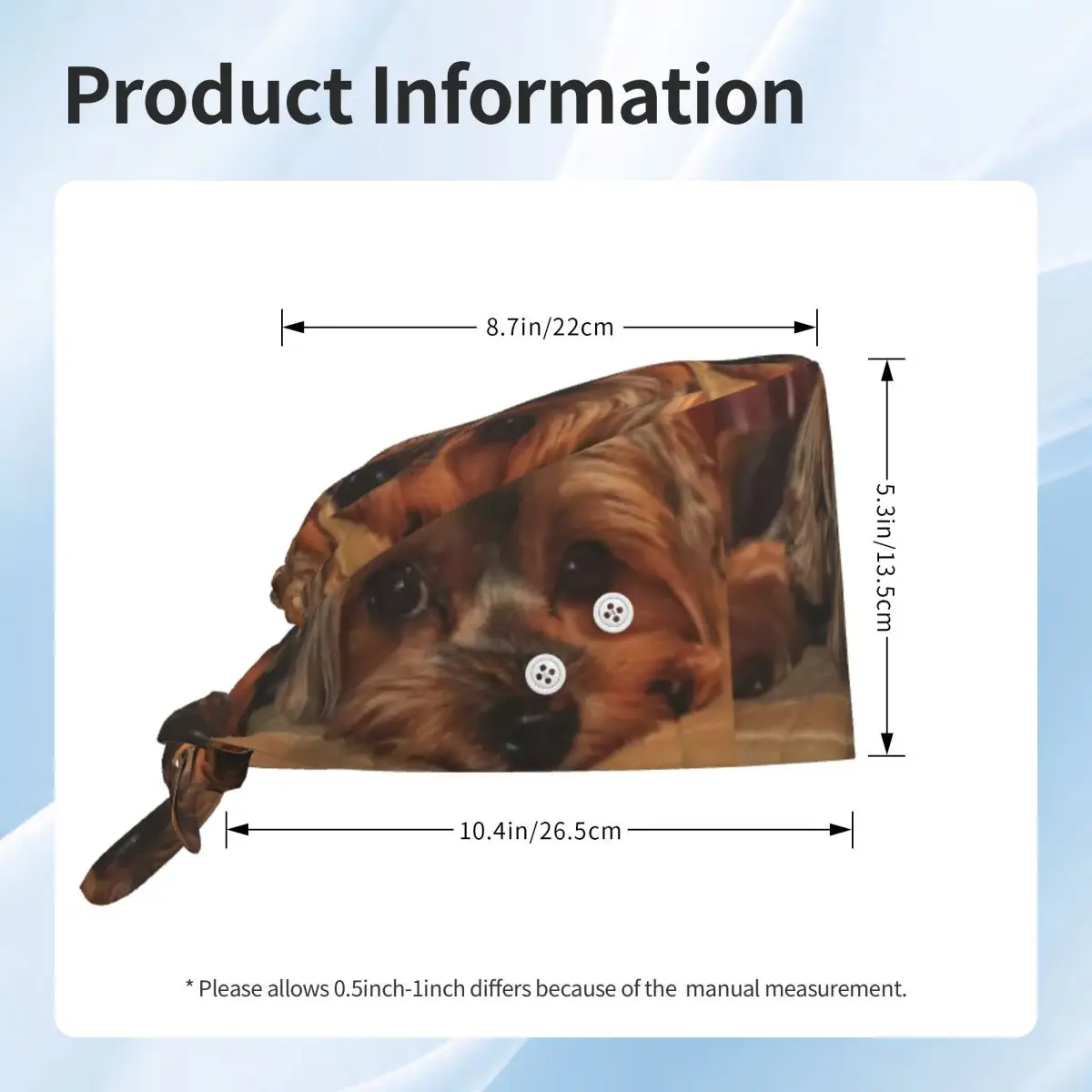 Yorkshire Terrier Yorkie Dog Scrub Hat Doctor Working Surgical Cap Men Women Adjustable Nursing Caps for Dentist