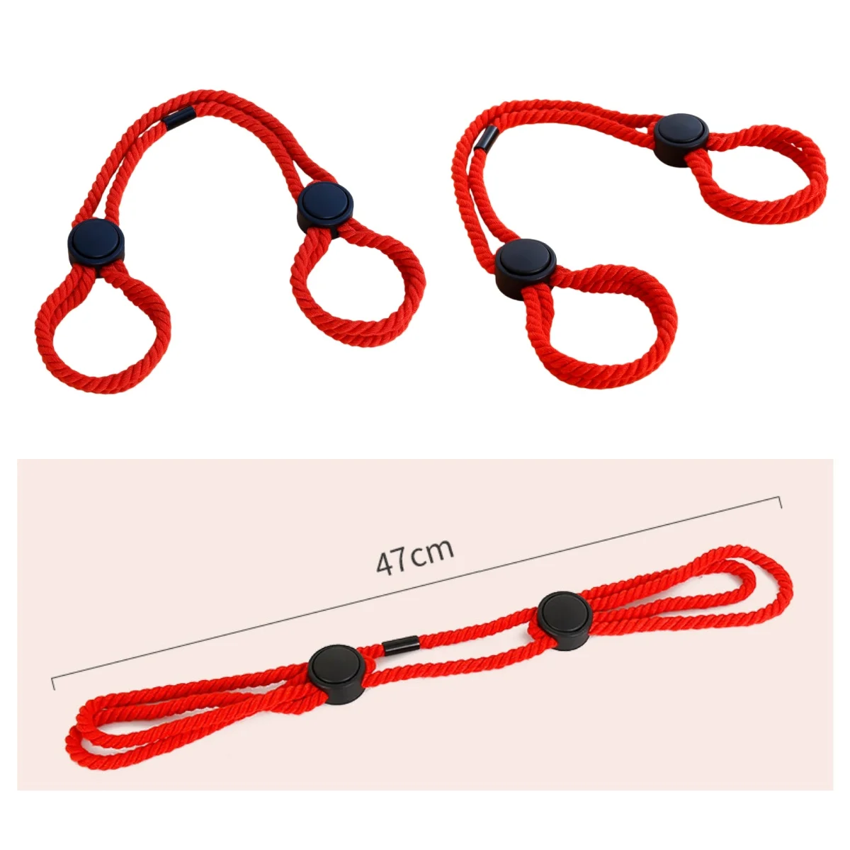 Braccialetti e Cavigliere Multifunzionali in Corda di Cotone Nero e Rosso per Feste, Cosplay e Oggetti di Scena, Accessorio Regolabile