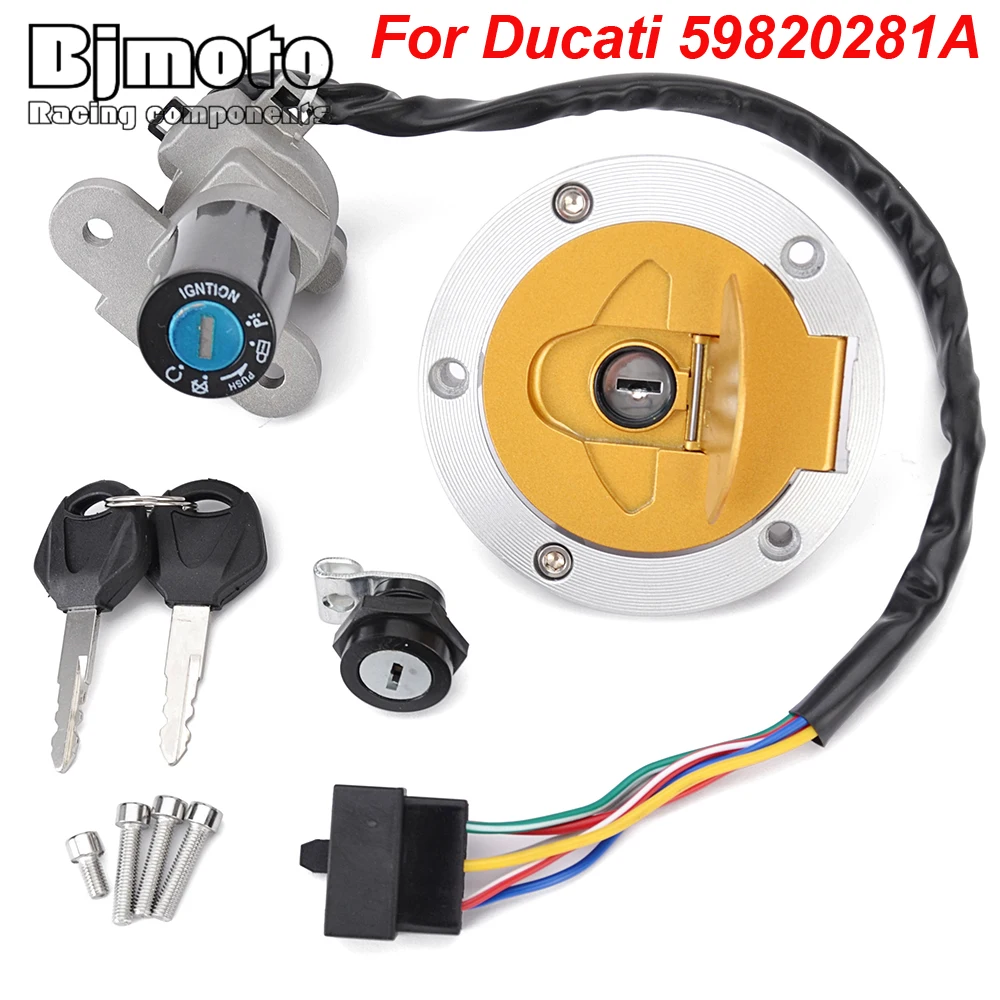 

59820281A Fuel Gas Cap Ignition Switch Seat Lock with Key Kit For Ducati Monster 620 695 M620 S2R 1000 900 750 ST4 748 ST2
