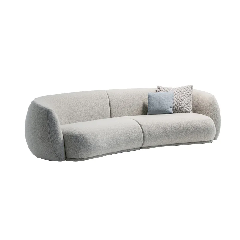 

Nordic wabi-sandy wind lamb wool double-seat cream wind small apartment living room simple homestay designer