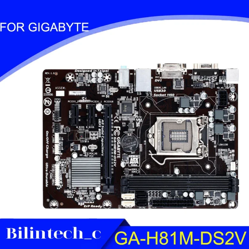 FOR GIGABYTE GA-H81M-DS2V H81 16G D-Sub DVI-D DDR3 PCI-E 3.0 Motherbroad Test ok