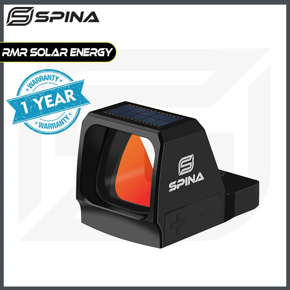 

SPINA OPTICS Solar Energy 3MOA Red Dot Sight RMR Glock Pistol Wide field of view Red Dot Scope with Footprint Adapter .9mm etc