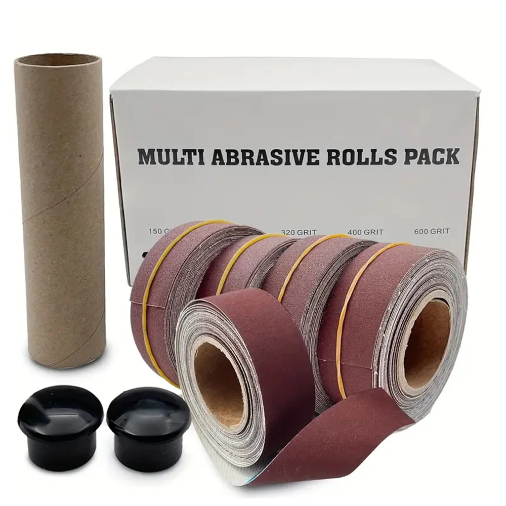 5 Roll Long Abrasive Sand Paper Rolls Boxed Aluminum Oxide Sanding Belt 6M Drawable Abrasive Paper 150/240/320/400/600 Grit