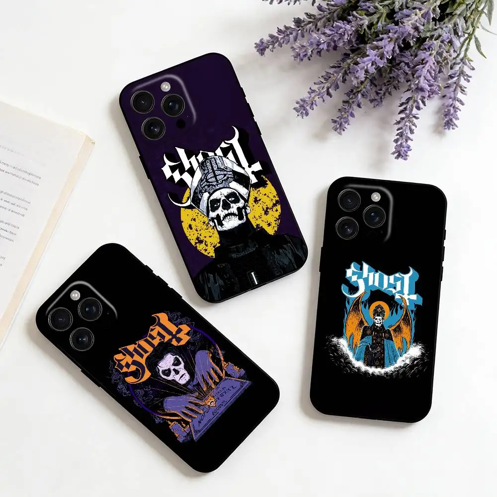 

R-Rock Band G-GhostS For iPhone 16,15,14,13,12,11,XS,XR,X,8,7,Pro,Max,Plus,mini Silicone Black Cover