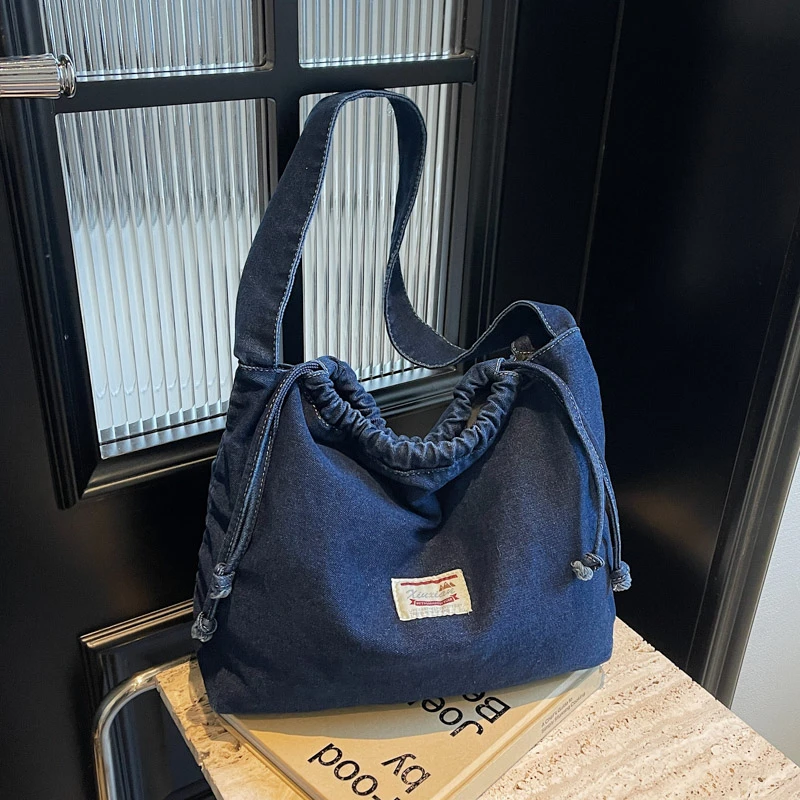 Cowboy Sewing Thread 2025 High Quality Bucket Tote Bag Large Capacity Solid Color Trendy Simple Fashion Crossbody Shoulder Bag
