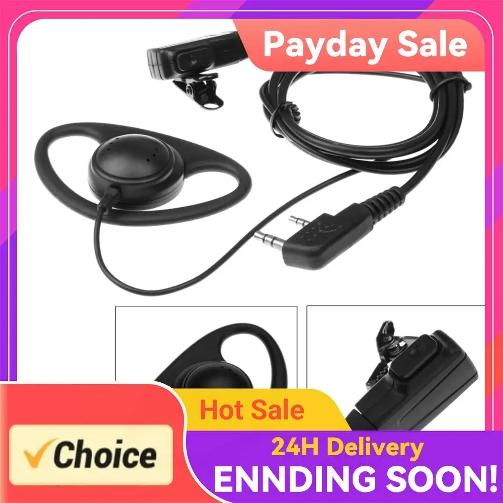 2 Pin Earphone Earpiece Headphone Multifunctional D-Shape Earphone Walkie Talkie Headset for Baofeng Kenwood Puxing TYT Radio