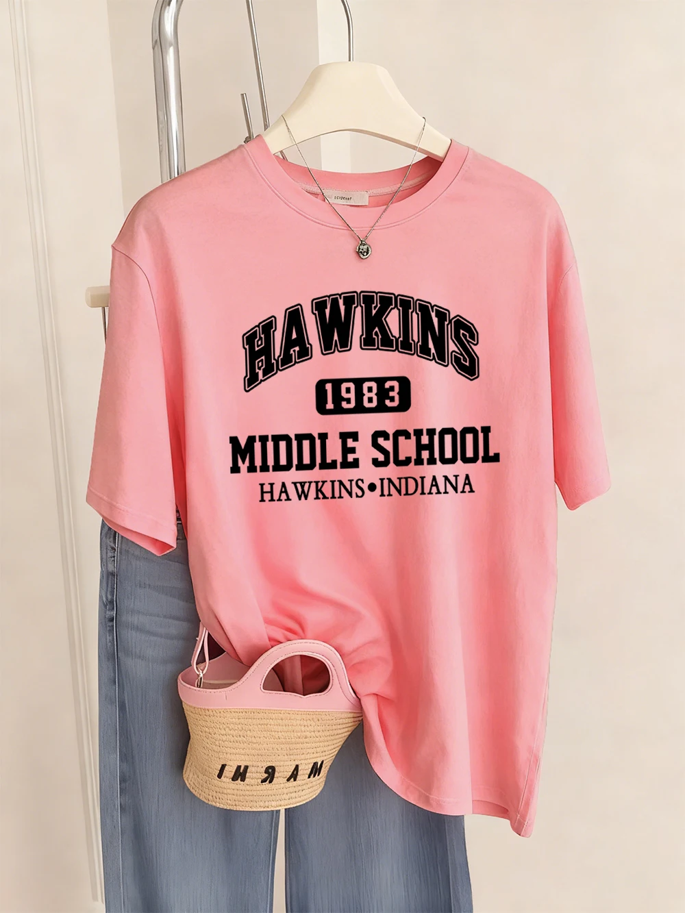 T-Shirt Hawkins 1983 femme col rond été