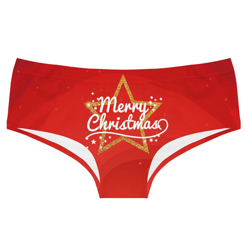 Xmas Bell Snowflake Printed Women's Knickers Christmas Girl's Underpants Sexy Wrap Buttocks Briefs Comfortable Lady Panties