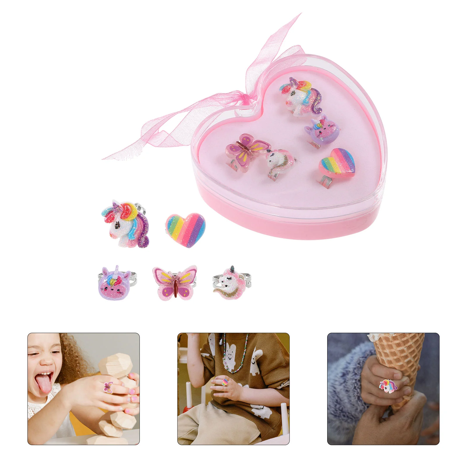 The Gift Unicorn Ring Toddler Plastic Rings for Girls 3 Years Old Cute Jewelry Kids Child