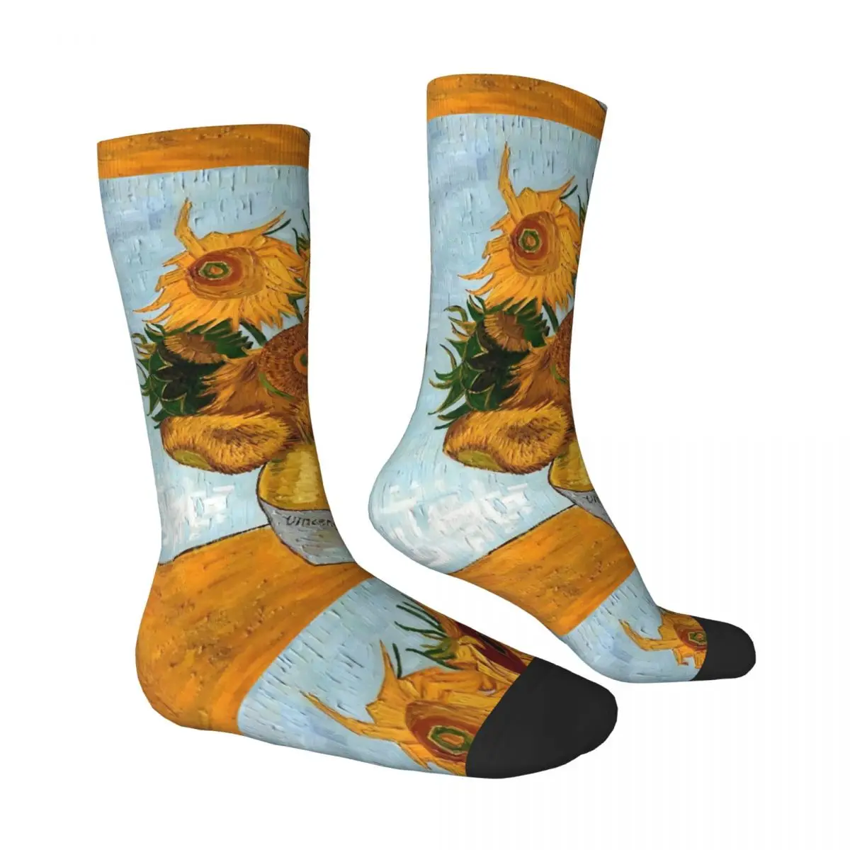 Van Gogh Stockings Unisex Men sunflower Socks Comfortable Vintage Socks Spring Running Non-Slip Pattern Socks Birthday Present