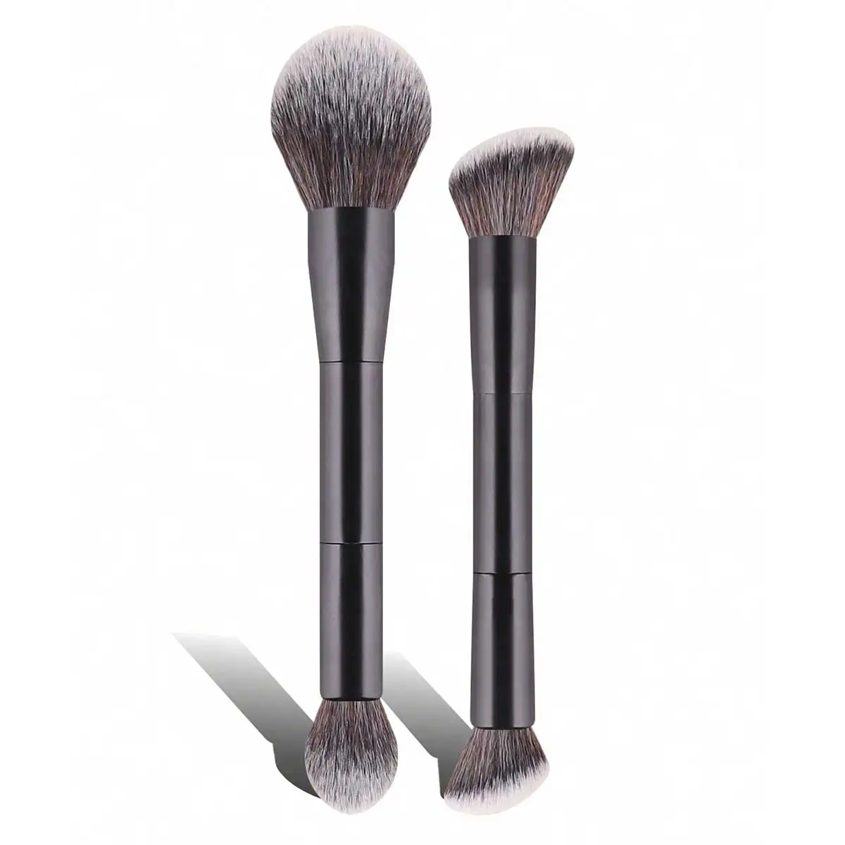 2pcs Professional Dual-Ended Face Makeup Brush Set, Powder Brush & Blush Brush, Soft Fibers, Portable, Travel Makeup Tools,Found