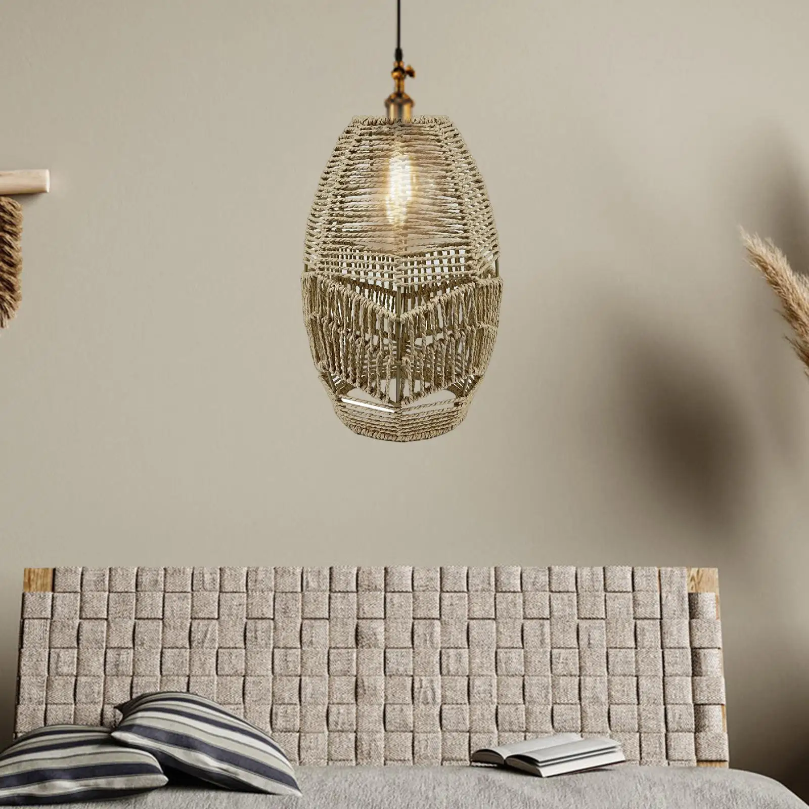 Pendant Lamp Shade Woven Decoration Wicker for Living Room Hotel Teahouse