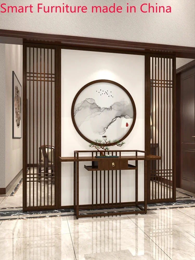 

New Chinese-style screen partition living room solid wood porch entry into the teahouse to block the light luxury grille