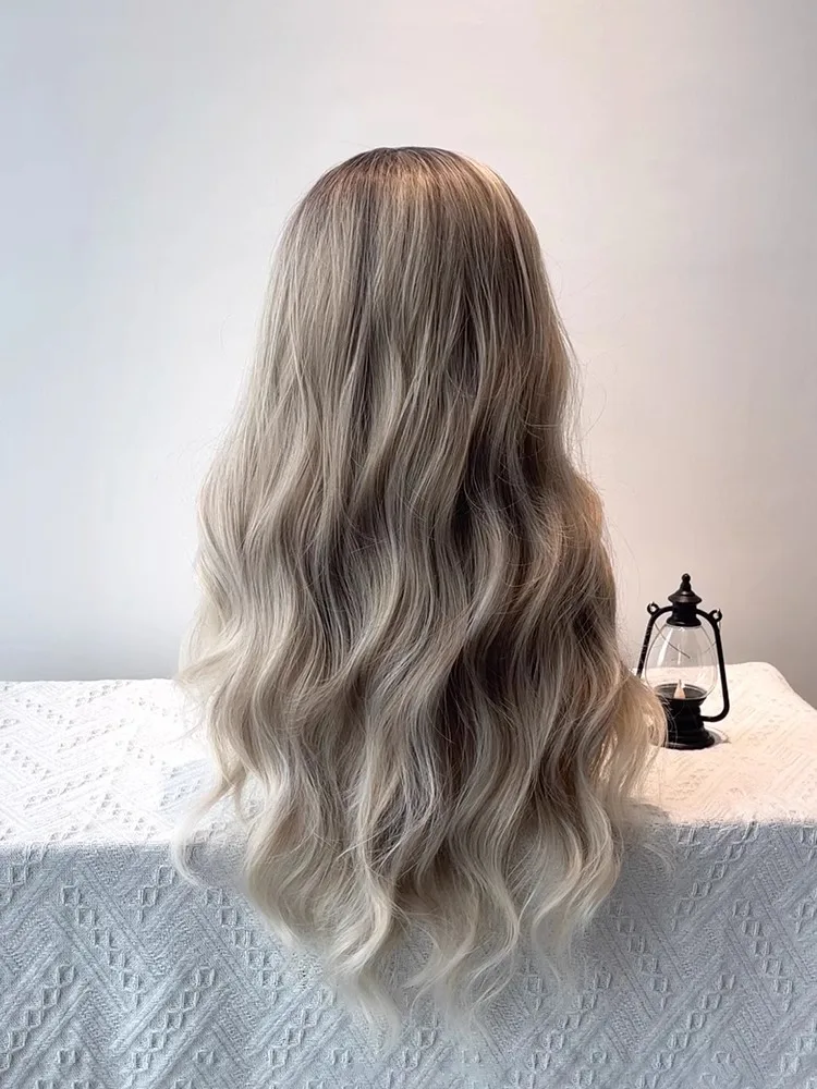 Vrouwen Party Dailly Hittebestendige Pruik Elegante Ombre Hoogtepunt Honingblonde Pruiken Lange Golf Lolita Pruik Met Pony