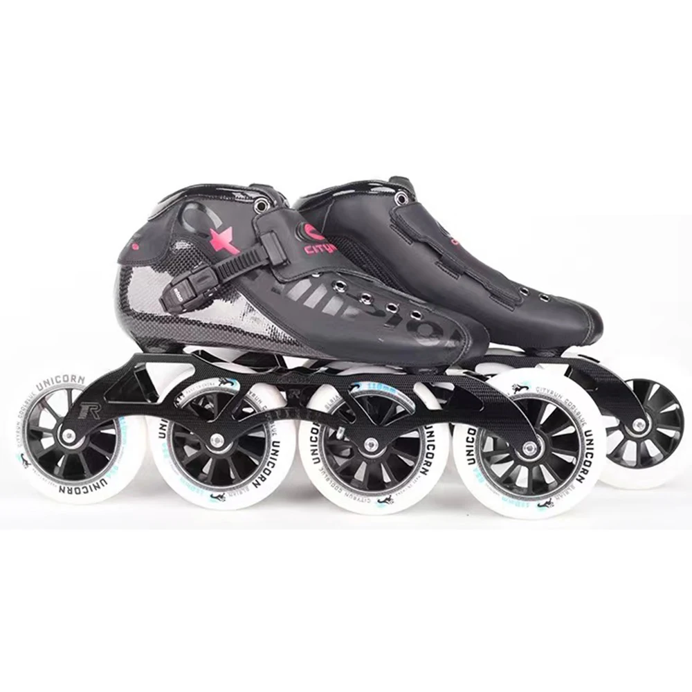 CITYRUN อินไลน์ Speed Roller Skates คาร์บอนไฟเบอร์รองเท้าล้อ PU การแข่งขันระดับมืออาชีพรองเท้าสเก็ต