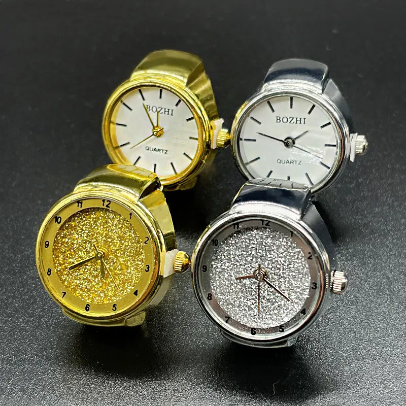 WLP New Fashion Starry Sky Dial Clock Watches Finger Rings for Women Men Couples Hip Hop Retro Elastic Strap Quartz Watch Ring