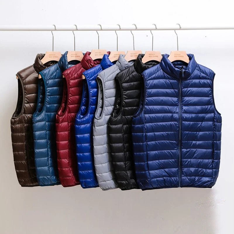 New Brand Vest Autumn Winter Light Down Jacket Men\'s Fashion Short Ultra-thin Lightweight Youth Slim Coat Down Jackets Waistcoat