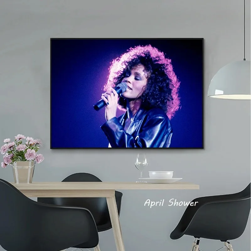 نجم موسيقى سوبر مشهور ، مغني ويتني هيوستن ، ملصقات عتيقة ، لوحة قماشية ، مطبوعات ، فن جداري ، غرفة ، ديكور منزلي #5