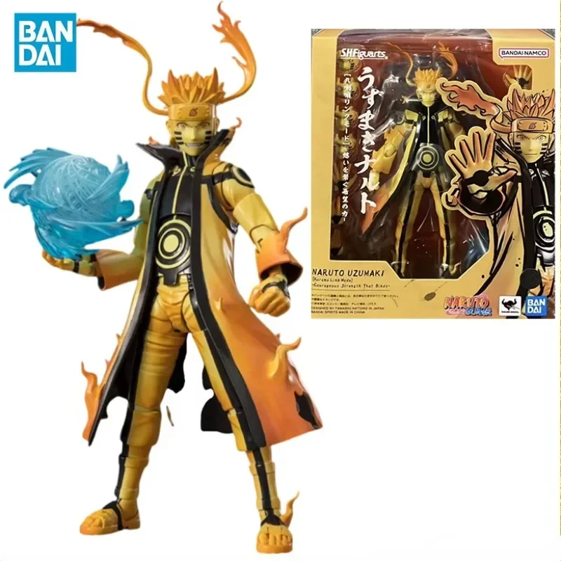 In Stock Bandai Original SHF NARUTO Uzumaki Naruto Kurama Link Mode Courageous Strength That Binds Anime Action Figures Toy Gift