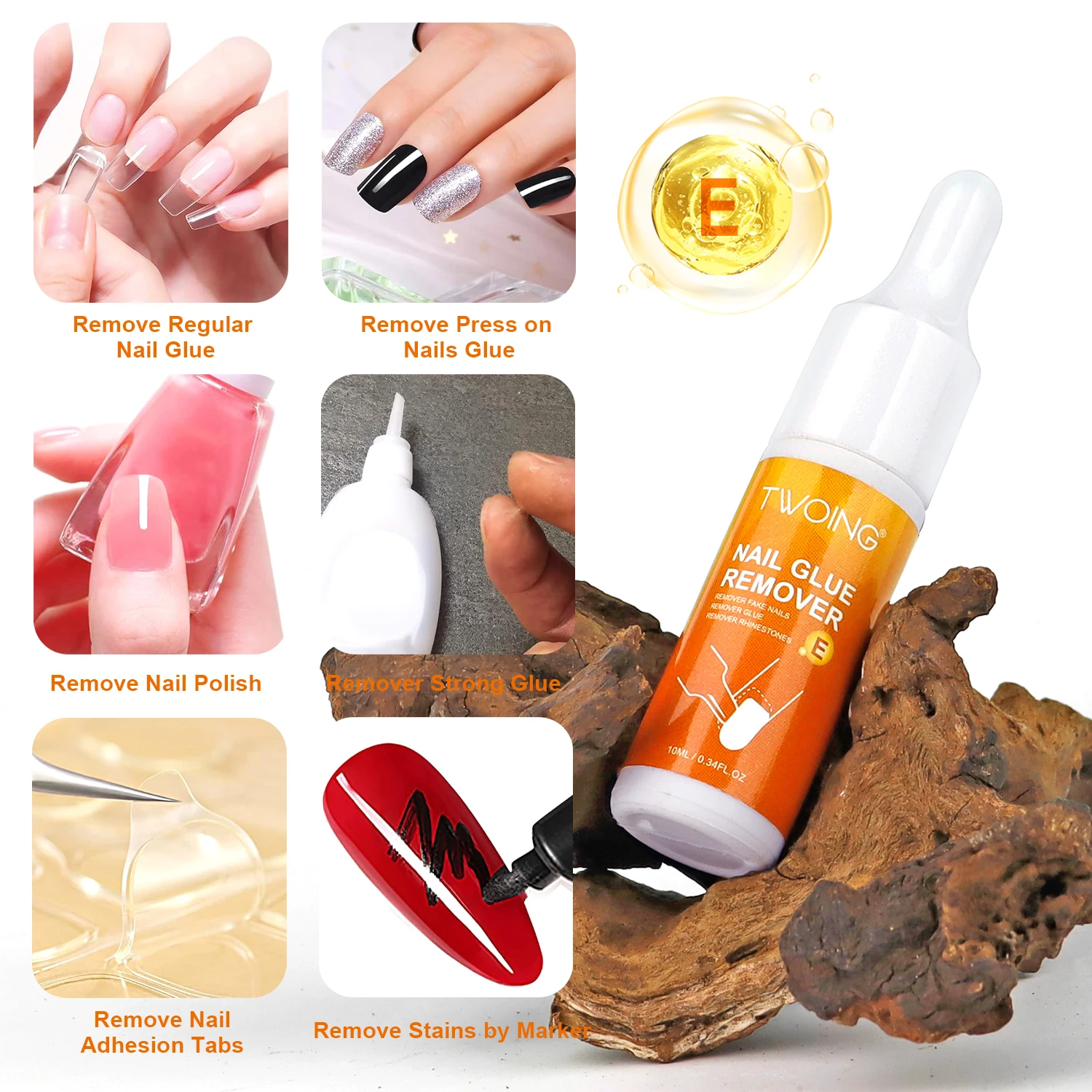 مجموعة Toing Nail Glue & Remover - لاصق قوي للغاية سريع الجفاف للأظافر المضغوطة وأحجار الراين والأظافر الأكريليك، لا حاجة إلى علاج بالأشعة فوق البنفسجية