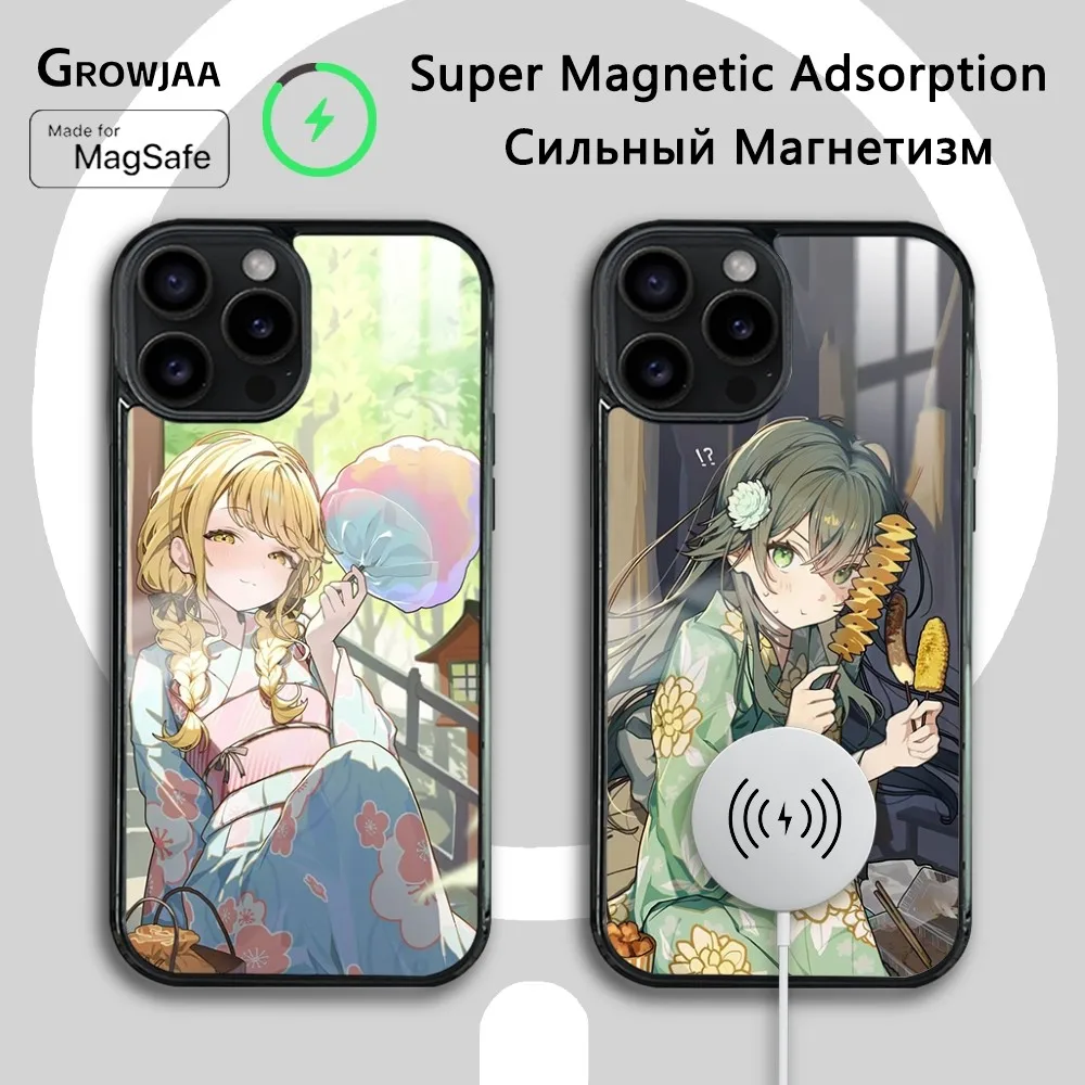 Sakura G-Girl Anime Phone Case For iPhone 16 15 14 13 12 11 Pro Max Plus Mini Magsafe Mirror Wireless Magnetic Cover