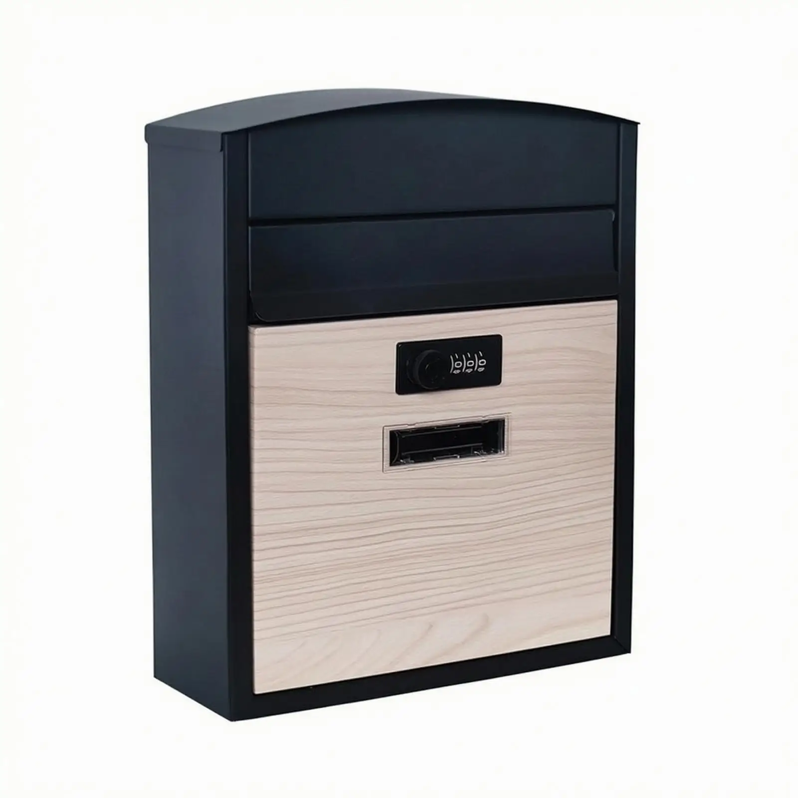 Metal Mailbox with Combination Lock Matte, Wood-Grain trim Panel, Wall Mount Mailbox, for Home Entrance