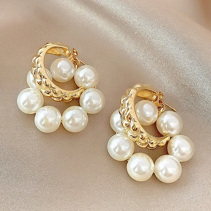 Simple Pearl Flower Earrings Ins Fashion Senior Metal Sense Cool Ethos For Women Earring Accessories Wholesale 176