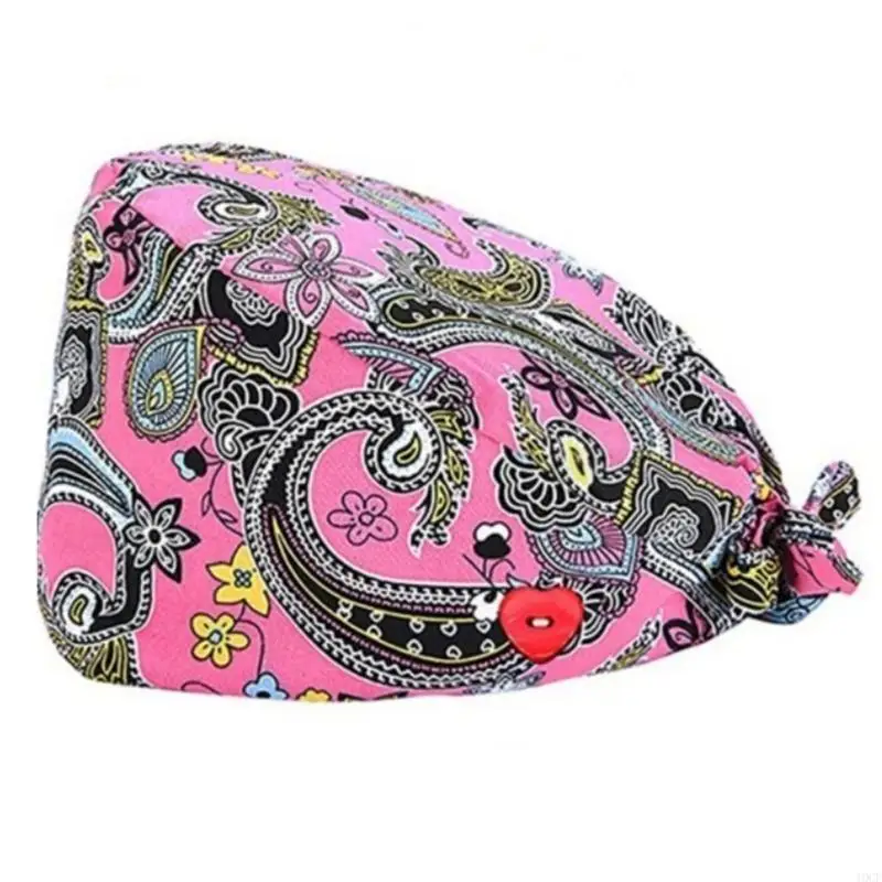 3 chiếc mũ làm việc có nút băng thấm mồ hôi Hoạt hình có thể điều chỉnh dây buộc phía sau Mũ Bouffant