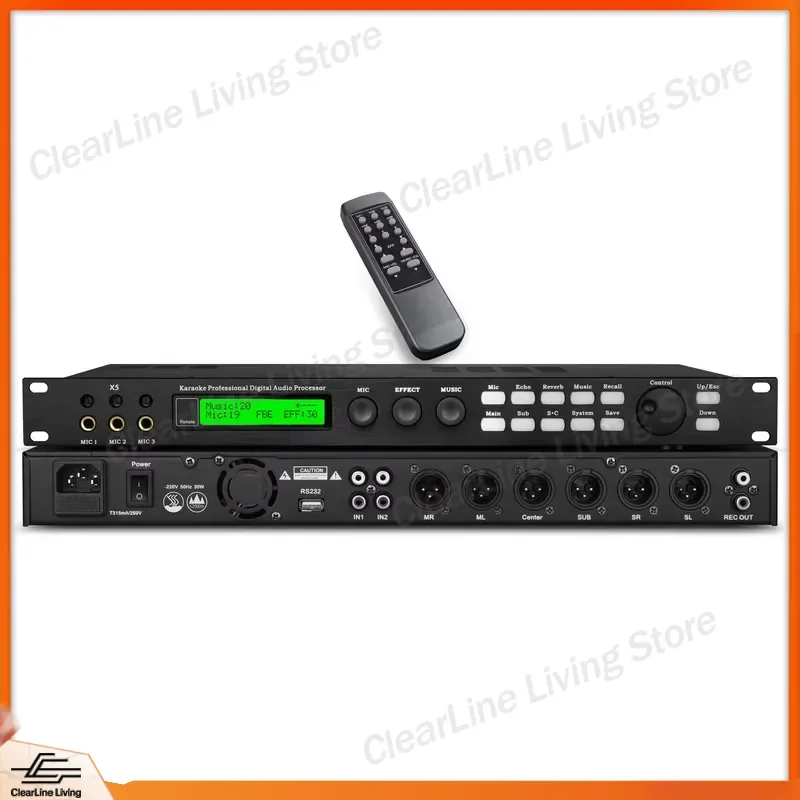 Professional Digital Karaoke Effects Processor KTV Audio System DSP Reverb Echo Mixer Sound Card for Home Party Stage