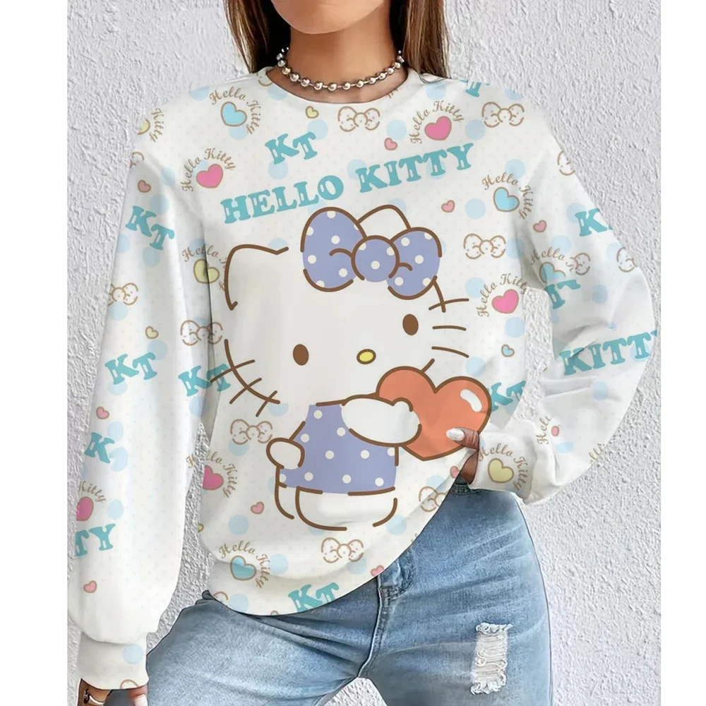 بلوفر نسائي أنيق على طراز Y2K بلوفر كاجوال دافئ ومريح بأكمام طويلة مع نمط بناتي لخريف وشتاء نسائي