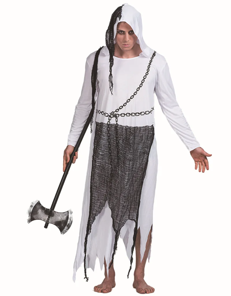 Costume da fantasma loween da uomo Death Angel Zombie di grandi dimensioni Bla White Ghost Suit Abbigliamento da donna etnico sul palco