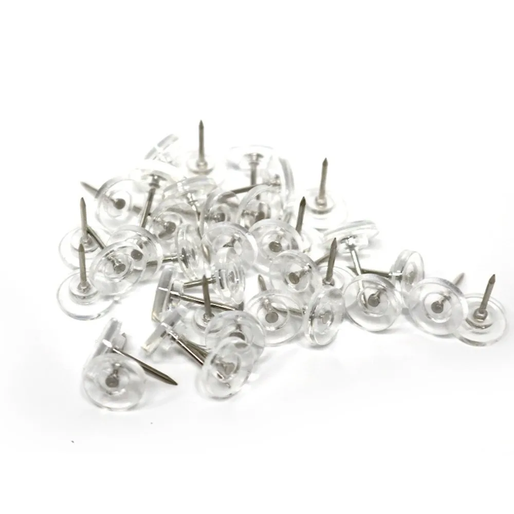 100Pcs DIY Transparent Push Pins Creative Multifunctional Round Head Nail with Box Durable Thumb Tacks Photo Wall Decor