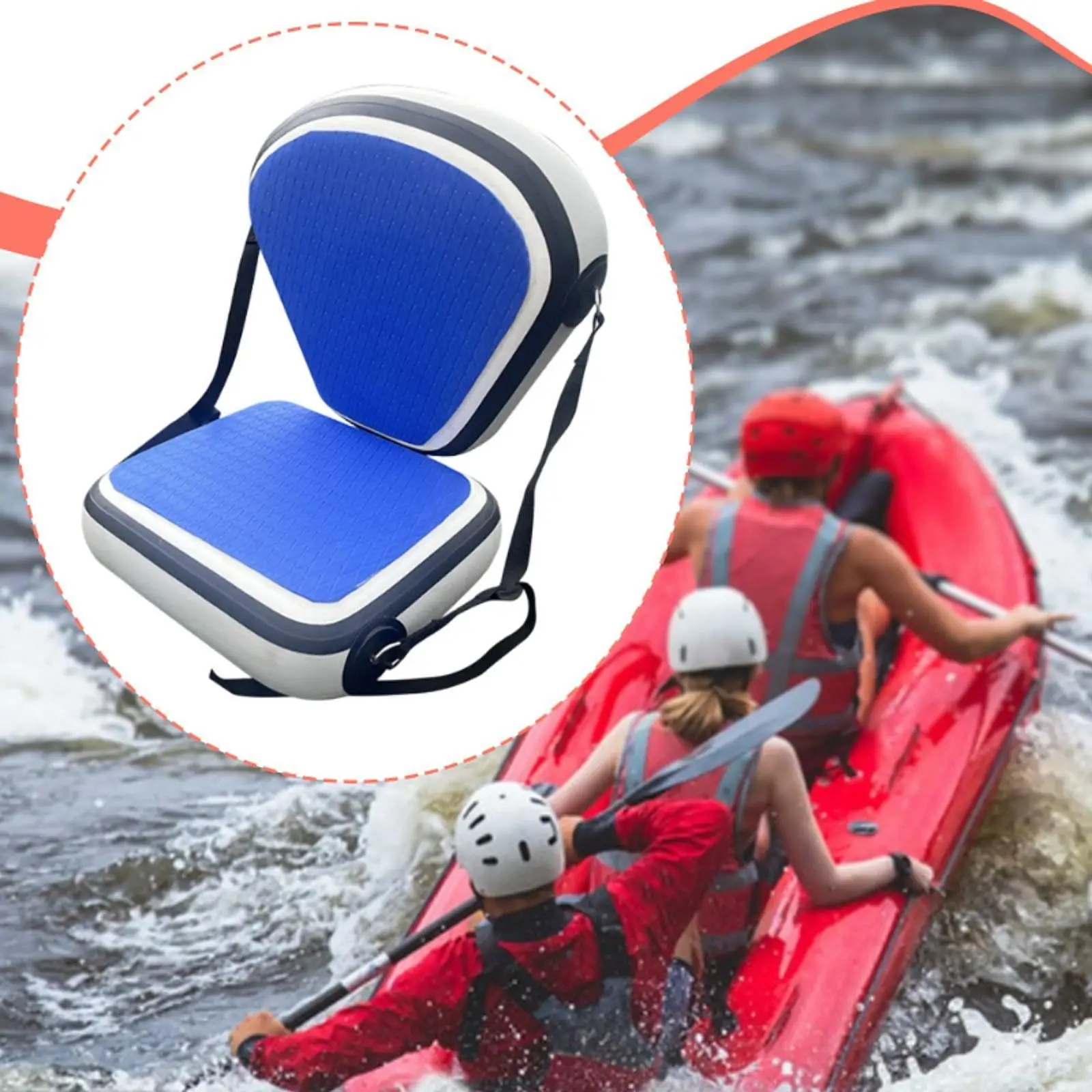 Inflatable Kayak Accessory Seat with Back Support PVC Boat Chair for Paddleboard Canoe Water Sports