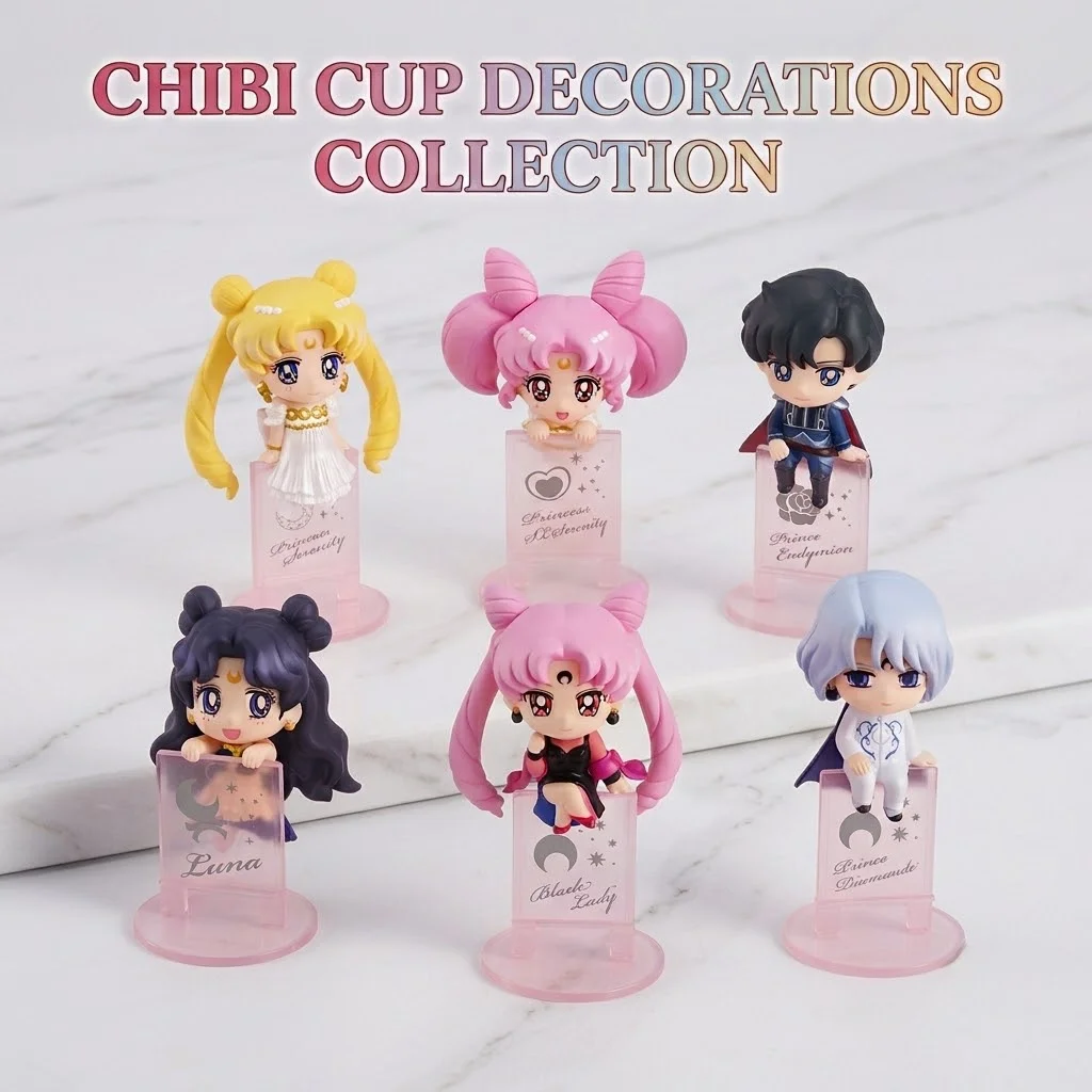 Figurine de la Princesse Serenity Usagi Tsukino version Q Anime, avec bord de tasse, en boîte, objet de collection, décoration de tasse, cadeau, jouet