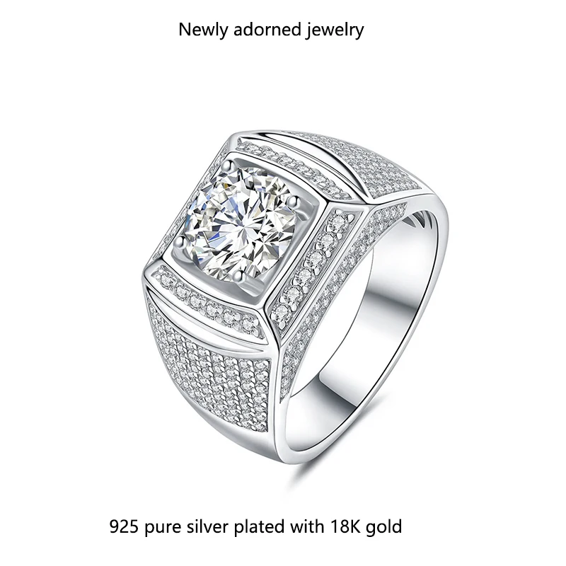 

A women's ring featuring a 2CT D-color cubic zirconia set in S925 sterling silver, with an irregularly shaped emerald-cut gemsto
